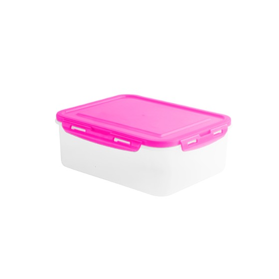 Food container- Flat Rectangular Container Clip 300 ml (BPA FREE) Pink lid